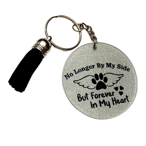 No Longer By My Side But Forever In My Heart Pet Keychain - Picture 1 of 1